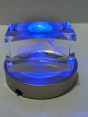 Choppers Faceted Glass Paperweight With Candlelite Color Changing Base